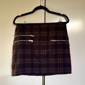 Zara | Red and Black Plaid Pencil Skirt